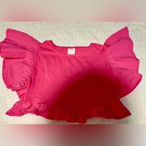 Zara Girls Hot Pink Ruffle Sleeve Top Size 8-9